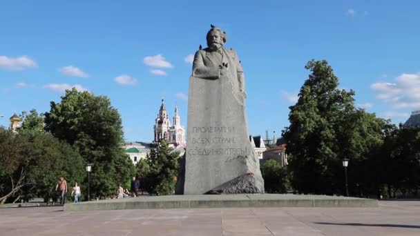 Monument Över Karl Marx Moskva Sommardag Ryssland Moskva Juni 2020 — Stockvideo
