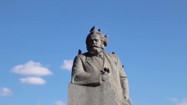 Monument Över Karl Marx Moskva Närbild Sommardag Ryssland Moskva Juni — Stockvideo