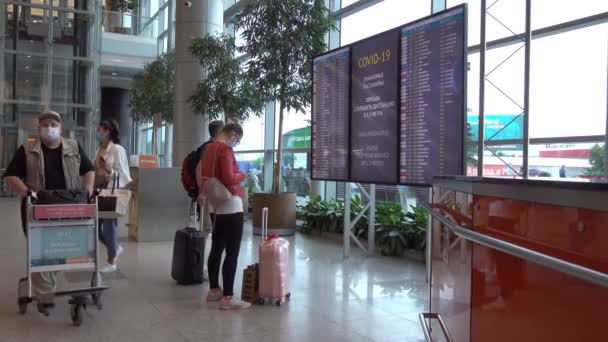 Aeroporto Domodedovo Imbarco Elettronico Nel Terminal Dell Aeroporto Persone Stanno — Video Stock