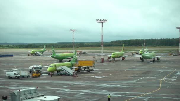 Aeroporto Domodedovo Aerei Della Compagnia Aerea Sono Aeroporto Russia Mosca — Video Stock