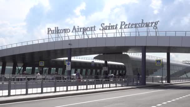 Aeroporto Pulkovo San Pietroburgo Ingresso All Aeroporto Russia San Pietroburgo — Video Stock