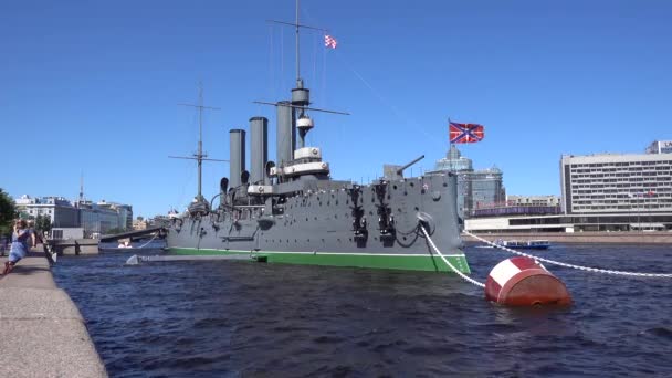 Cruiser Aurora Musée Sur Navire Guerre Xxe Siècle Russie Saint — Video