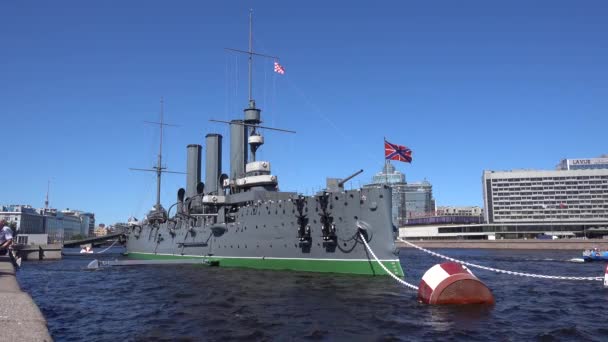 Cruiser Aurora Museo Una Nave Guerra Del Secolo Russia San — Video Stock