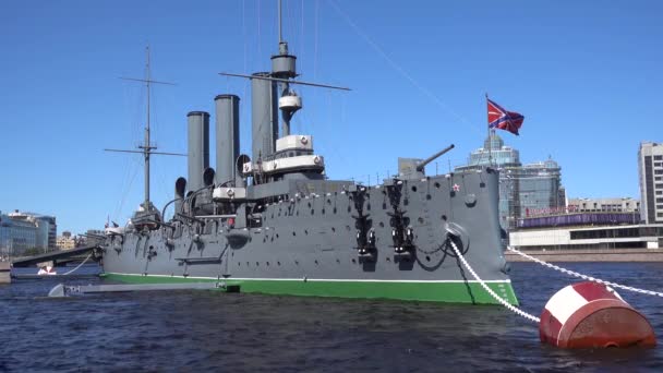 Der Kreuzer Aurora Ein Museum Auf Einem Kriegsschiff Des Jahrhunderts — Stockvideo