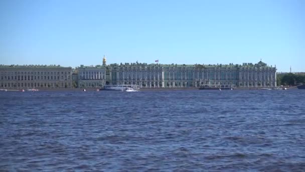 Saint Petersburg Neva River Winter Palace Hermitage Art Museum Summer — Stock Video