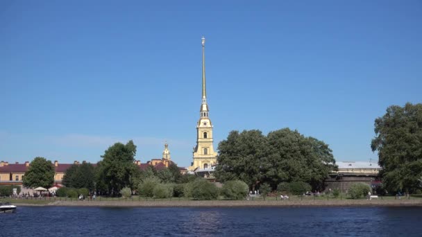 Sint Petersburg Neva Rivier Peter Paul Kathedraal Peter Paul Fort — Stockvideo