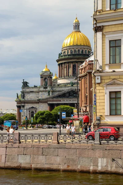 San Petersburgo Catedral San Isaac Terraplén Del Río Moika Día — Foto de Stock