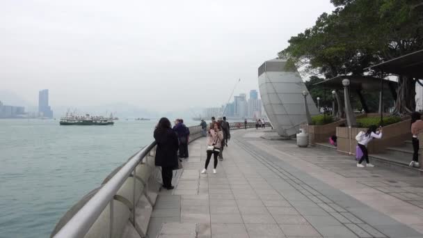 Drukke Waterkant Van Victoria Haven Hong Kong Hong Kong China — Stockvideo