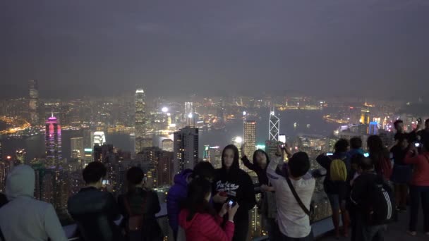 Hong Kong Victoria Peak Taras Widokowy Widokiem Miasto Hong Kong — Wideo stockowe
