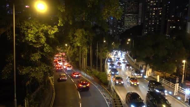 Tráfego Automóveis Hong Kong Noite Hong Kong China Novembro 2019 — Vídeo de Stock