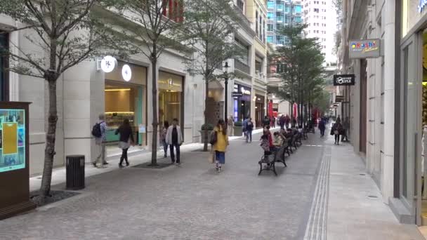 Hong Kong Lee Tung Avenue Una Calle Peatonal Con Tiendas — Vídeo de stock