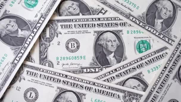 Αμερικανικά Δολάρια Στο Τραπέζι Close — Αρχείο Βίντεο