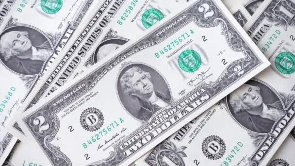 Amerikanische Dollars Fallen Mit Geld Aus Nächster Nähe Auf Den — Stockvideo