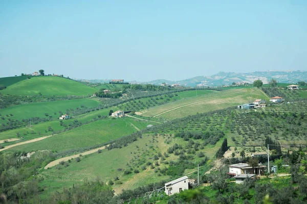 Vallei Dorp Italië Kleurrijke Landschap Van Hoogte — Stockfoto