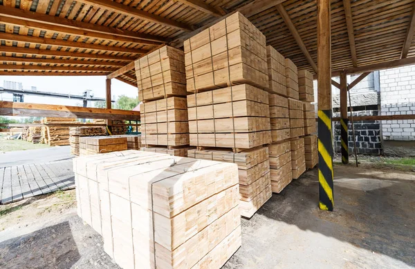 Sawmill. Wood factory stock and lumber board with nature business export