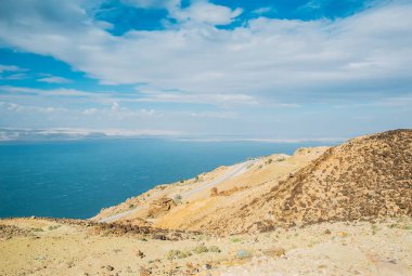 Ürdün 'de Panorama Dead Sea manzaralı manzara 