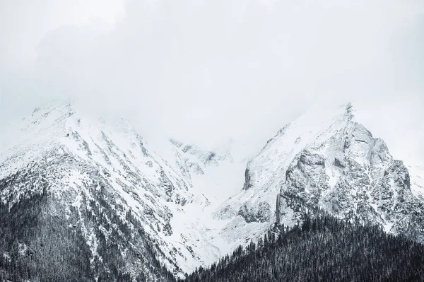 Os dois picos das Montanhas Tatra na neve. perto de Zakopane. Polónia — Fotografia de Stock