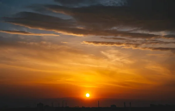 Hermosa Puesta Sol Sobre Ciudad Gomel Bielorrusia —  Fotos de Stock