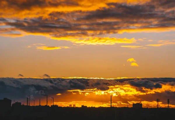 Beautiful Sunset Gomel Buildings Distance Gomel Belarus — Stock Photo, Image
