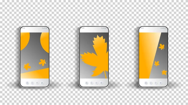 Осенний Шаблон Обоев Мобильного Телефона Набор Заставки Экране Смартфона Осенний — стоковый вектор