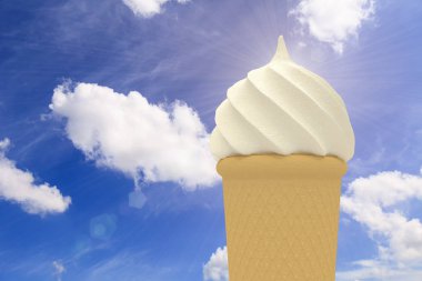 arka plan gökyüzü bulutlar ve güneş bir gözleme vanilya soft dondurma