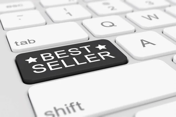 Render White Keyboard Black Best Seller Button — Stock Photo, Image