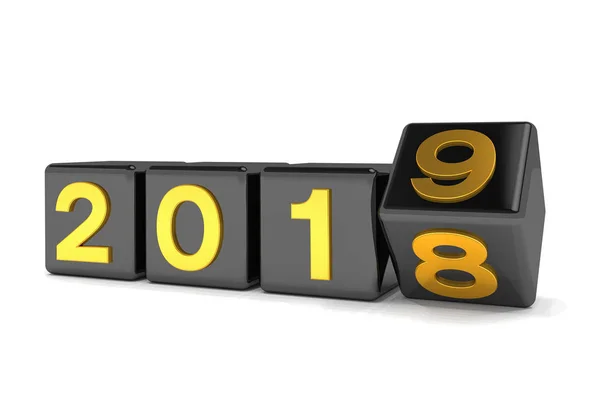 Рендеринг Черных Кубиков 2018 2019 Белом Фоне Новый 2019 Год — стоковое фото