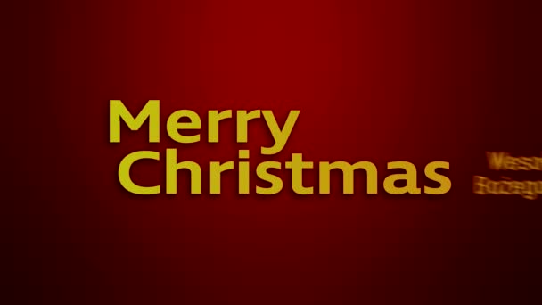 视频动画的一个字云与消息圣诞快乐的不同语言的红色背景 — 图库视频影像