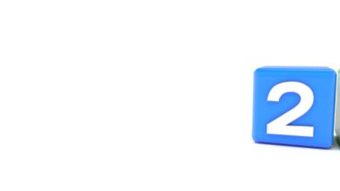 video animasyon ile 2018-2019 beyaz arka plan üzerinde-renkli küpleri temsil eden yeni yıl 2019