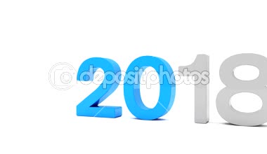 mavi ve beyaz arka plan üzerinde gümüş yıl 2018 ve 2019 3D video animasyon. 18 ve 18 sayı yok edilir - 19 numara karşılar temsil eden yeni yıl 2019.
