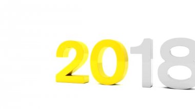 Beyaz arka plan yılda 2018 ve altın ve gümüş 2019 3D video animasyon. 18 ve 18 sayı yok edilir - 19 numara karşılar temsil eden yeni yıl 2019.