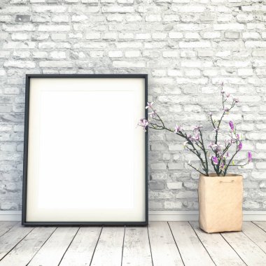 3D render - sahte bir oturma odası - İskandinav tarzı - iç posterdeki kadar