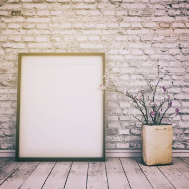 3D render - sahte bir oturma odasında poster kadar - İskandinav tarzı - iç - retro görünüm