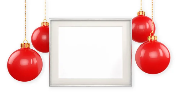 Render Mock Poster Christmas Balls Christmas Concept — Stock Photo, Image