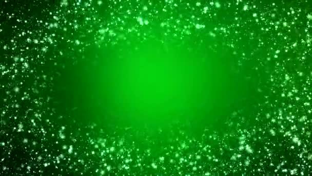 Animação Vídeo Natal Luz Brilhar Partículas Bokeh Sobre Fundo Verde — Vídeo de Stock