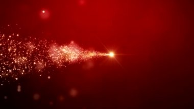 Video animasyon Noel Altın ışık parlaklık parçacıklar bokeh kırmızı arka plan üzerinde - tatil kavramı