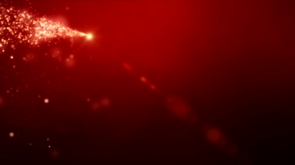 Video Animation Christmas Golden Light Shine Particles Bokeh Red Background — Stock Video