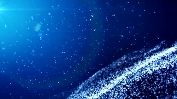 Animação Vídeo Partículas Brilhantes Sobre Fundo Azul Espaço Fundo Abstrato — Vídeo de Stock
