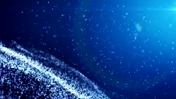 蓝色背景上发光粒子的视频动画 抽象背景 — 图库视频影像