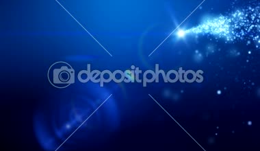Video animasyon Noel ışık parlaklık parçacıklar bokeh mavi arka plan üzerinde - tatil kavramı