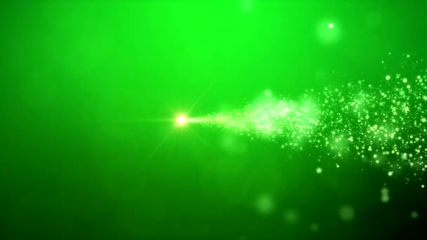Video Animatie Van Kerstmis Licht Schijnen Deeltjes Bokeh Groene Achtergrond — Stockvideo