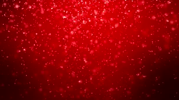 Animazione Video Caduta Fiocchi Neve Particelle Luminose Luce Rossa Sfondo — Video Stock