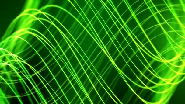 Animazione Video Onde Movimento Verde Giallo Sfondo Scuro Sfondo Astratto — Video Stock