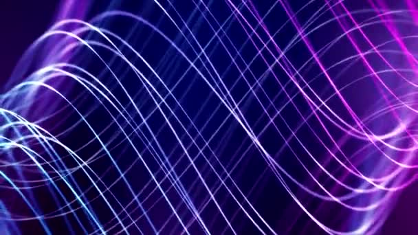 Video Animation Moving Waves Blue Pink Dark Background Abstract Background — Stock Video