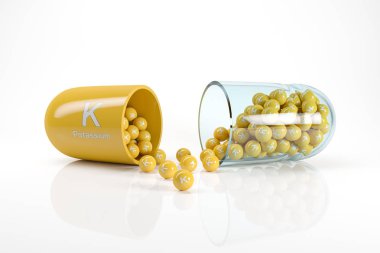 vitamin K-potasyum ile bir vitamini kapsülünün 3D render