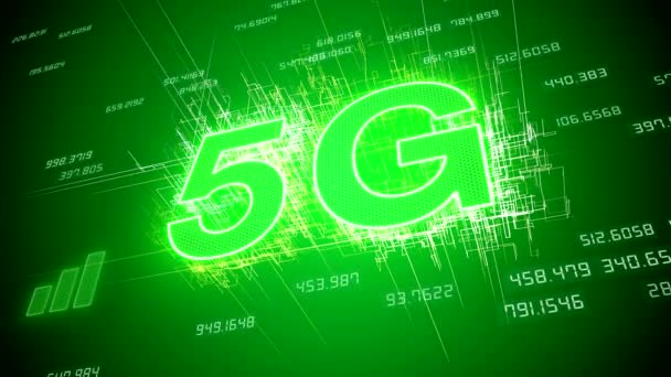 緑の背景に高速5G モバイルネットワークのビデオアニメーション — ストック動画