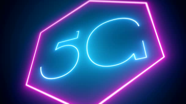 蓝色和粉红色背景上的快速5G 移动网络的视频动画 无缝循环 — 图库视频影像