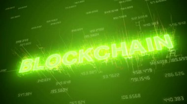 Yeşil arka planda Blockchain ağının video animasyonu