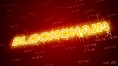 Kırmızı arka planda Blockchain ağının video animasyonu