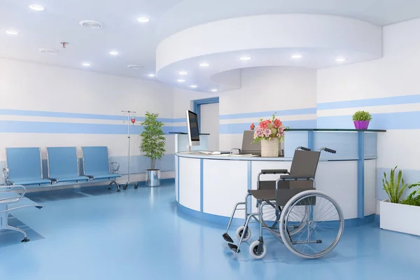 3d renderização de uma sala de espera em uma prática de médicos — Fotografia de Stock